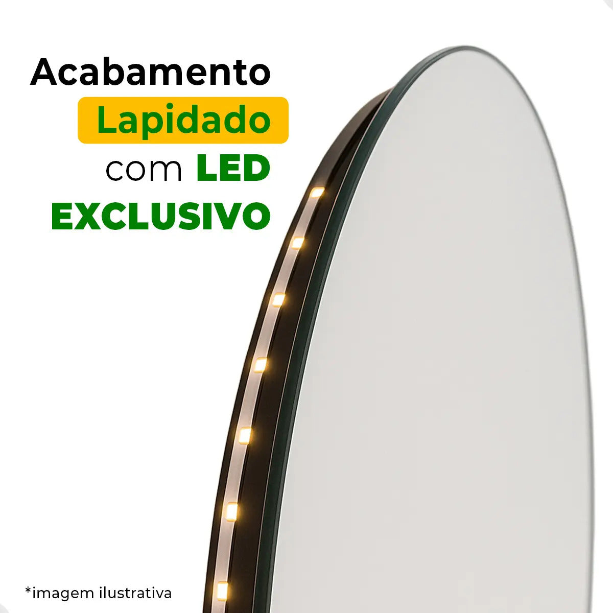 Espelho Orgânico com Iluminação LED Quente Waves Medindo 170x70cm