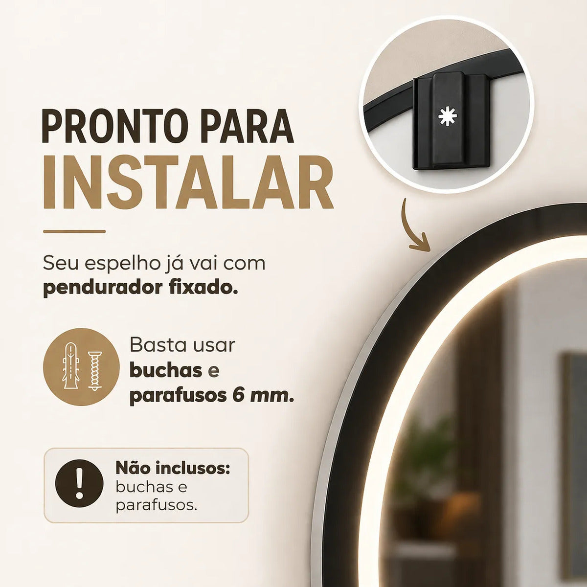 Espelho Grande Com Led 3 Cores Touch 50 Cm Jateado Banheiro