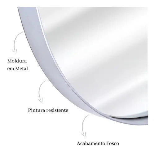 Espelho Retrô Oval C/ Moldura Banheiro Quarto Sala 115x50cm Cor Da Moldura Prata