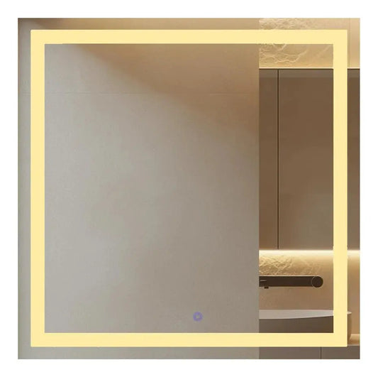 Espelho Quadrado 110x110cm Led Integrado Jateado Touch Screen Banheiro