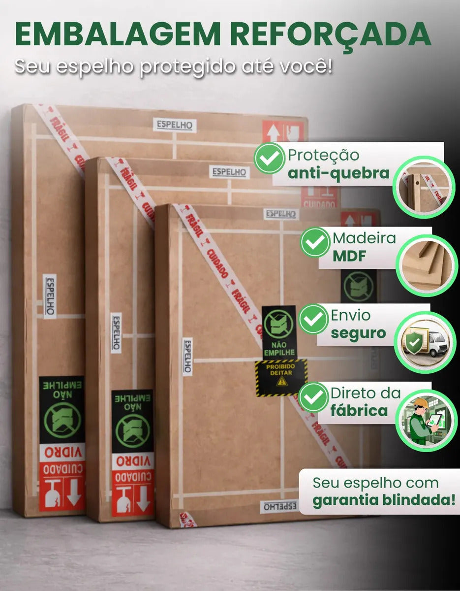 Espelho Oval LED 80x50 Touch Screen Para Maquiagem Luz Frente e Atrás