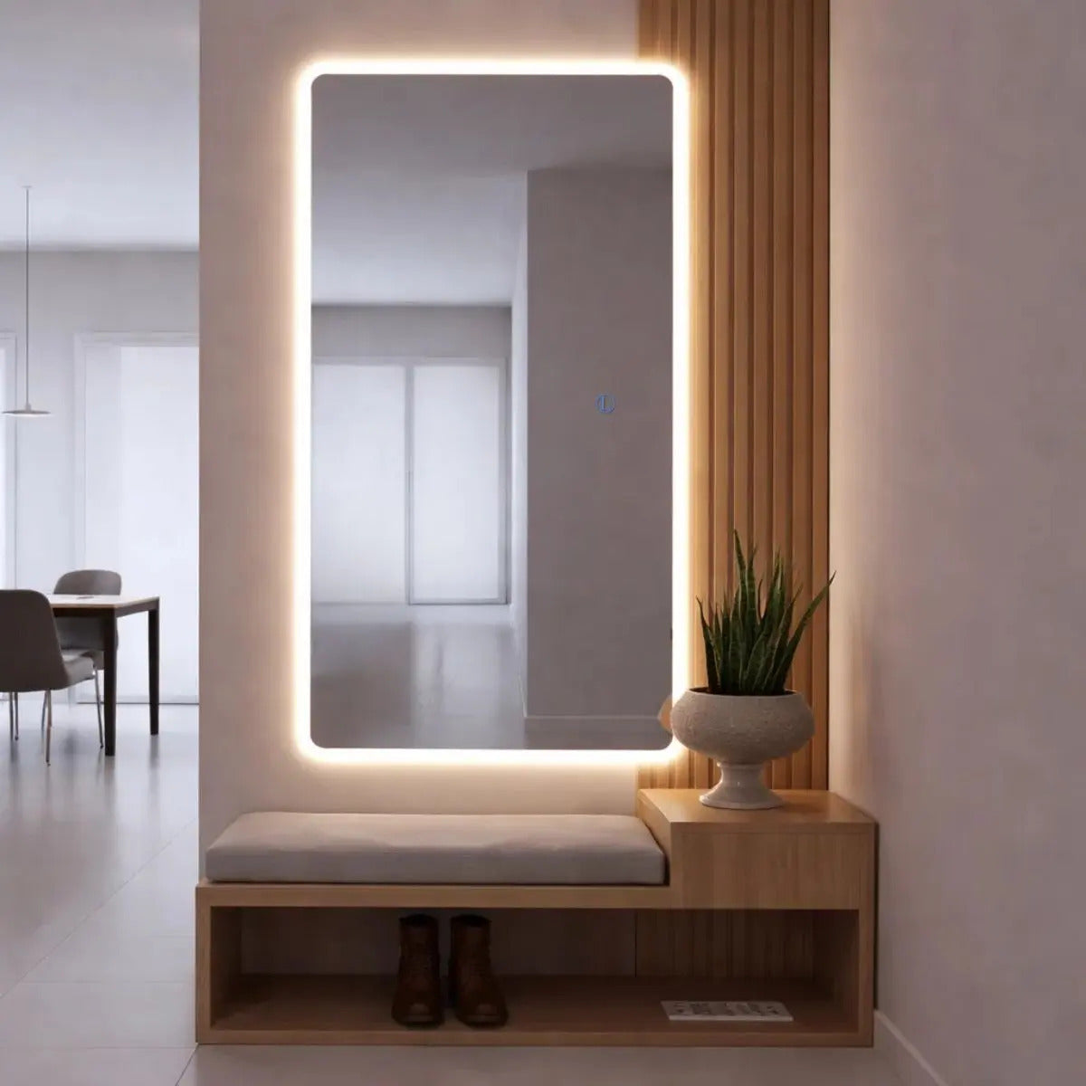 Espelho Led 90x40 Retangular Touch Screen Bivolt Parede