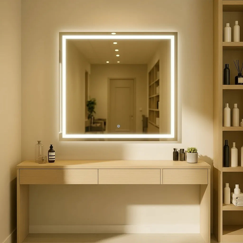 Espelho Grande Com Led 3 Cores Touch 50 Cm Jateado Banheiro