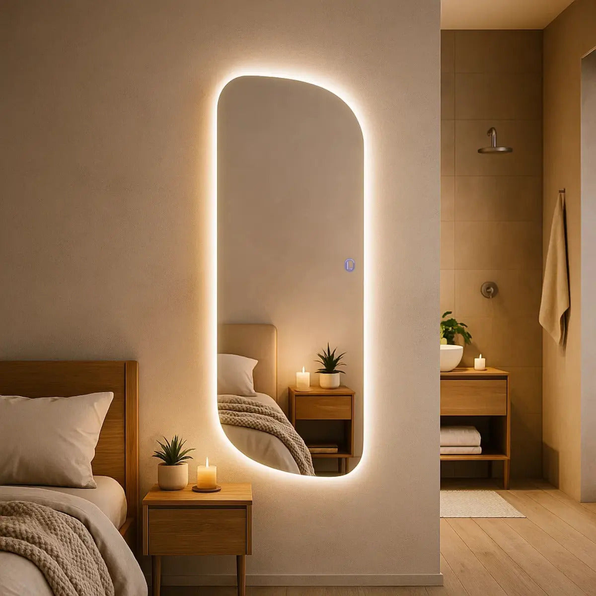 Espelho Organico 150cm Grande Parede Led Corpo Inteiro Loja Moldura Vitta 150x40cm Led