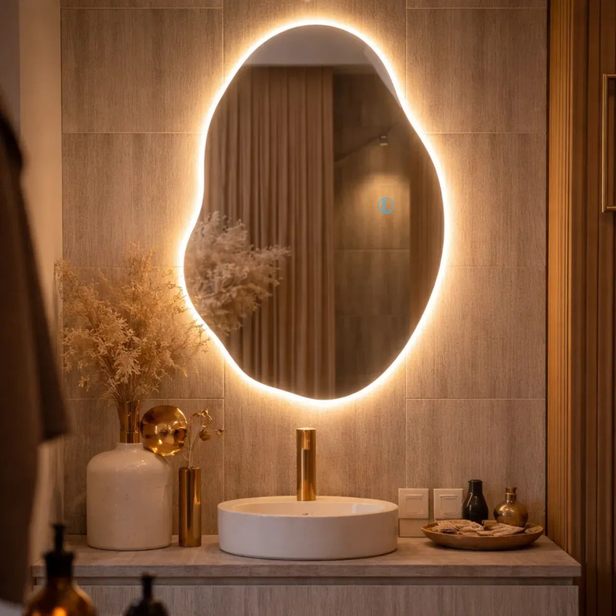 Espelho Orgânico Led Botão Mágico 90x60cm Quarto Sala Loja