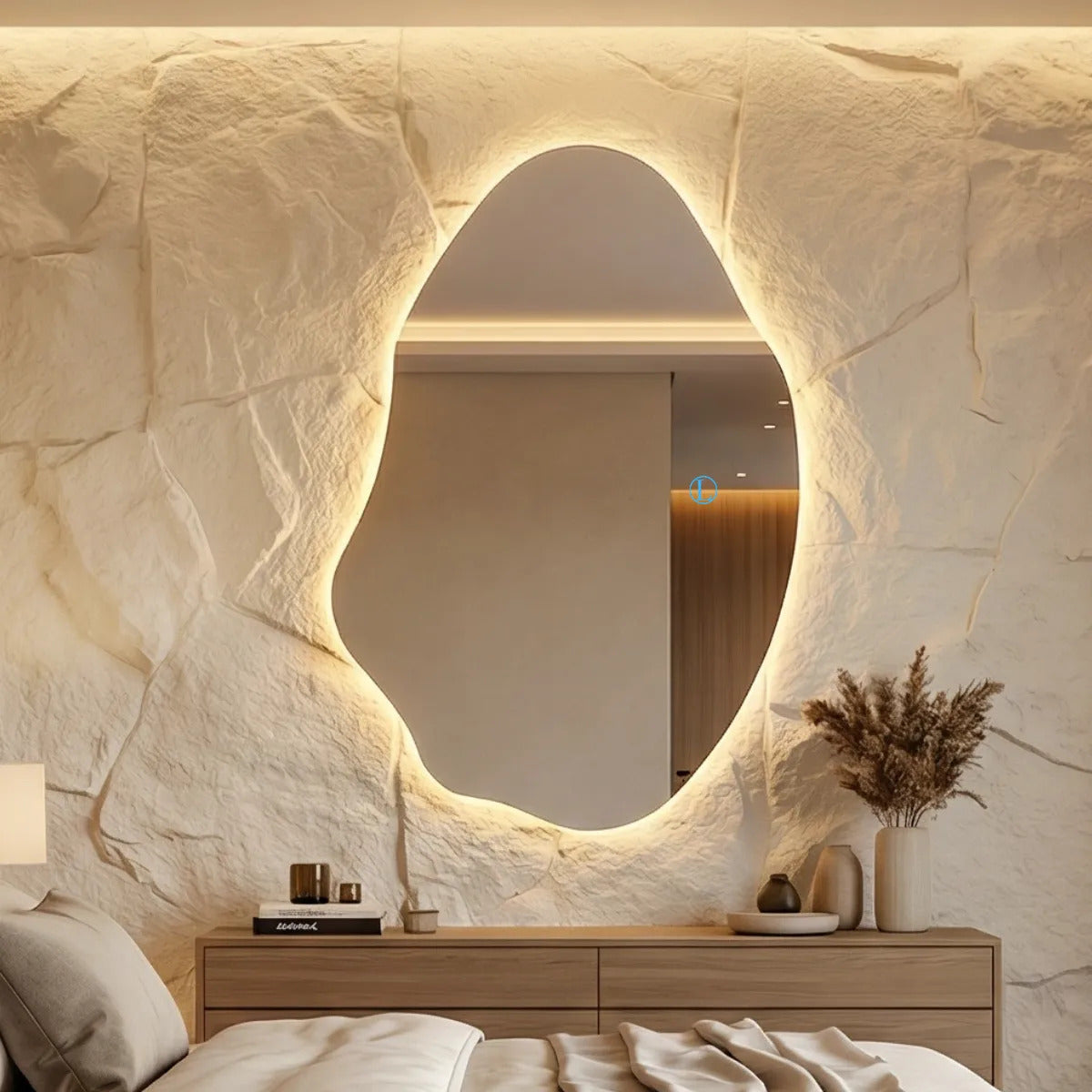 Espelho Orgânico Led Botão Mágico 90x60cm Quarto Sala Loja