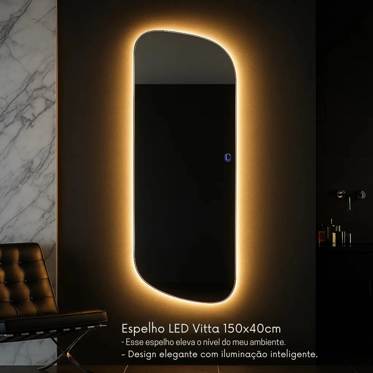 Espelho Organico 150cm Grande Parede Led Corpo Inteiro Loja Moldura Vitta 150x40cm Led