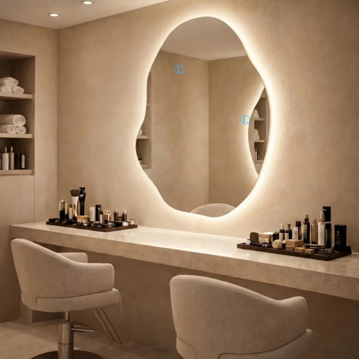 Espelho Orgânico Led Botão Mágico 90x60cm Quarto Sala Loja