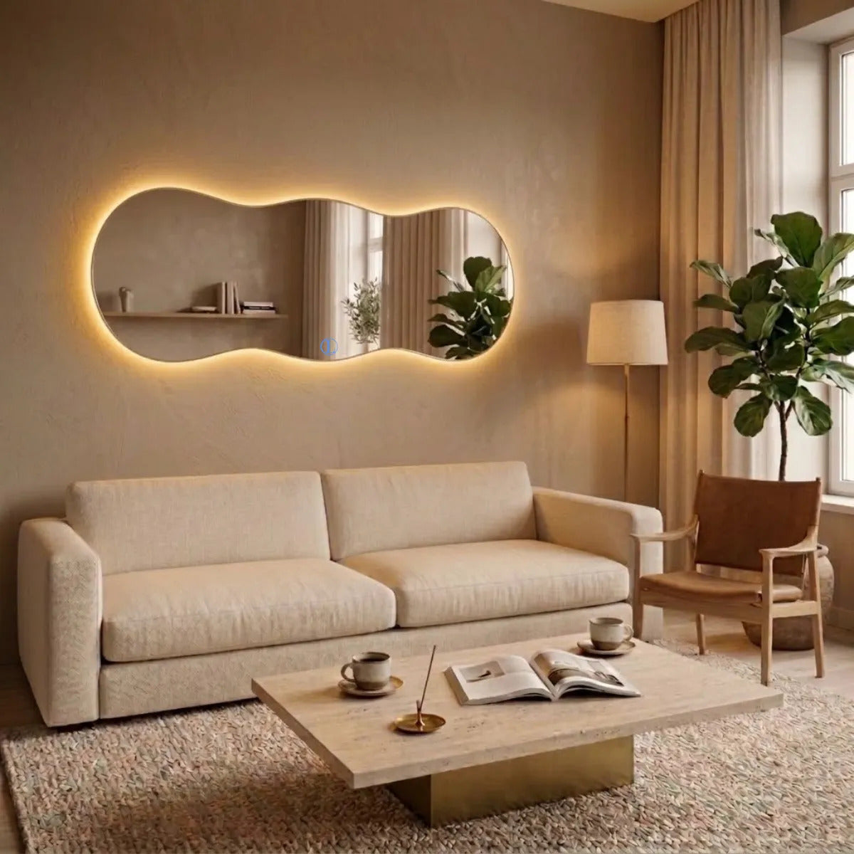 Espelho Grande Led 110x50cm Quarto Provador Luxo