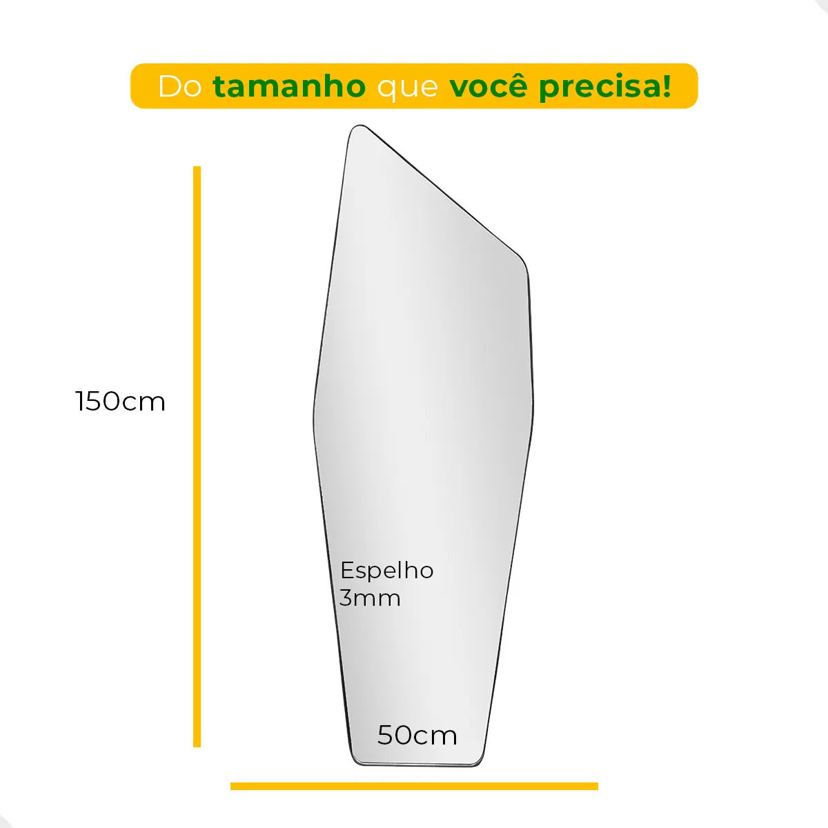 Espelho Orgânico Com Led 150x50 Cm Para Sala Quarto Banheiro Moldura Moai Led Frio