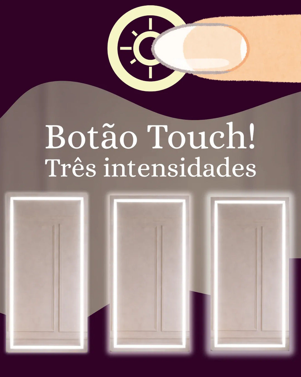 Espelho Led Top Vidros 120x70cm Penteadeira Com Luz