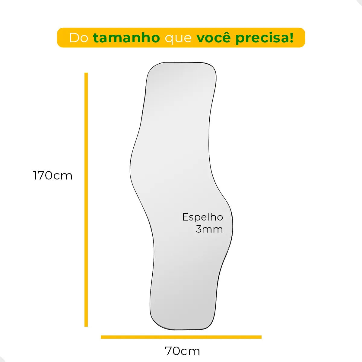 Espelho Orgânico com Iluminação LED Quente Waves Medindo 170x70cm