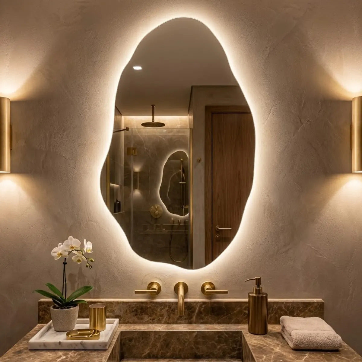 Espelho Orgânico Led Botão Mágico 90x60cm Quarto Sala Loja
