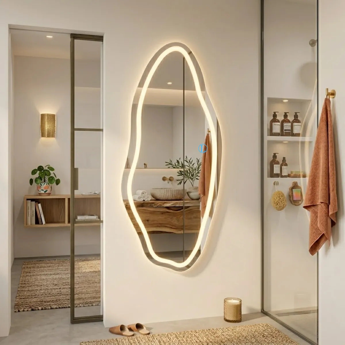 Espelho Vênus Led Jateado 110x50cm P/quarto Sala Hal