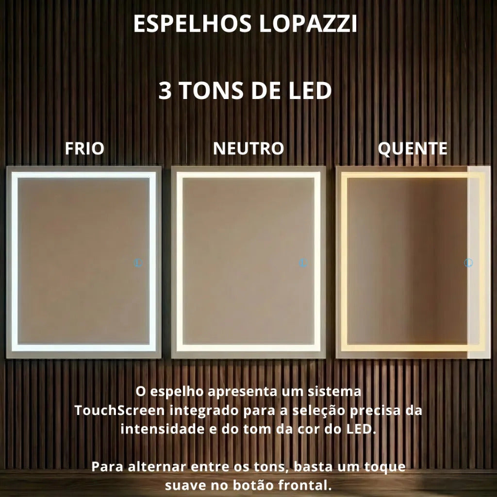 Espelho Camarim Retangular Com Fita De Led Integrada