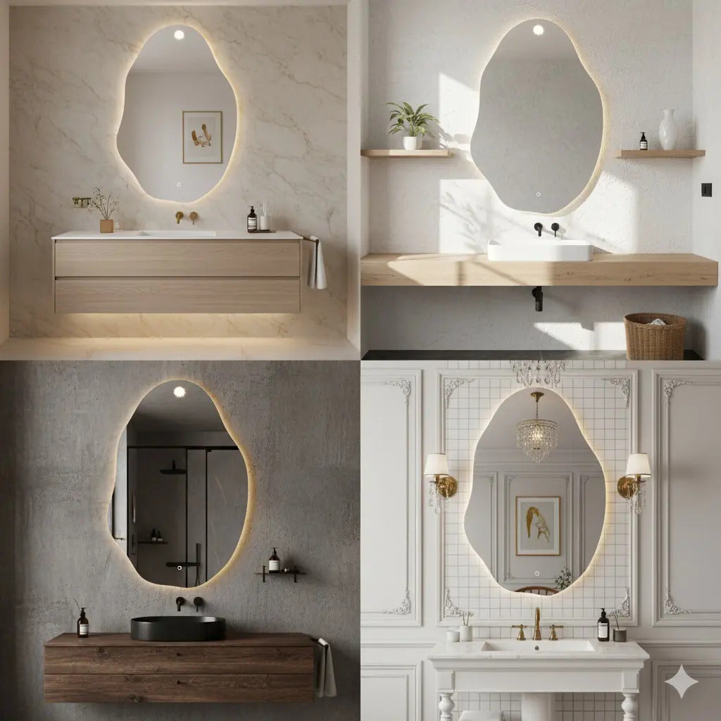 Espelho Orgânico Led Botão Mágico 90x60cm Quarto Sala Loja