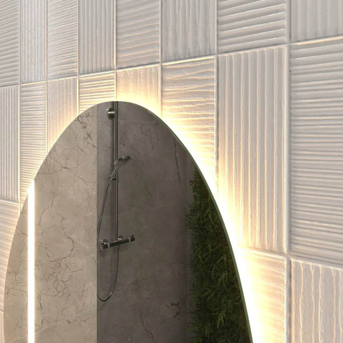 Espelho Decorativo Oval 80x50 Led Salão De Beleza Lapidado Moldura Branco Quente