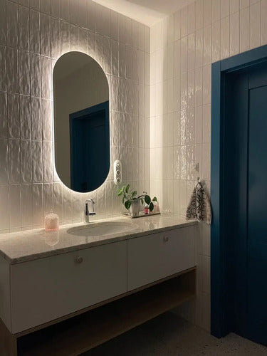 Espelho Oval Orgânico 80x50cm Com Led Decorativo Moderno