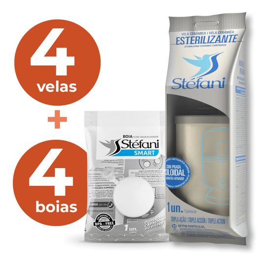 Kit 4: 4 velas esterilizantes + 4 boias